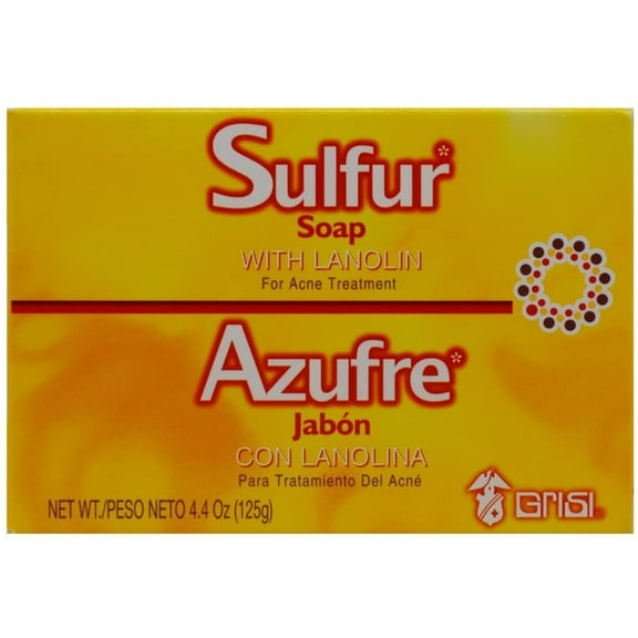 Grisi Bio Sulfur Soap with Lanolin, Acne Treatment, Cleaner Bar Soap 4.4 oz 4.4 oz (Pack of 3)