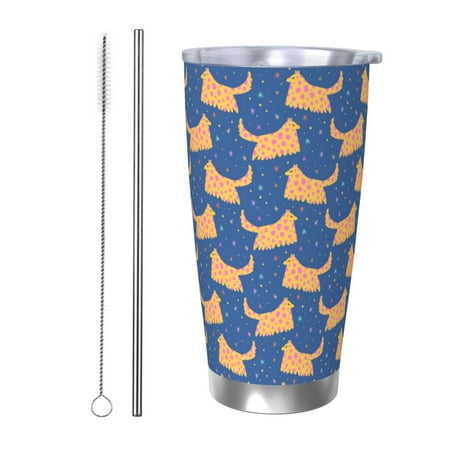 

Ocsxa dogs Pattern 20oz Travel Coffee Mug with Flip Lid Stainless Steel Insulated Insulated Coffee Mug Thermal Cup with Splash Proof Sliding Lid-Straw Two-piece Set