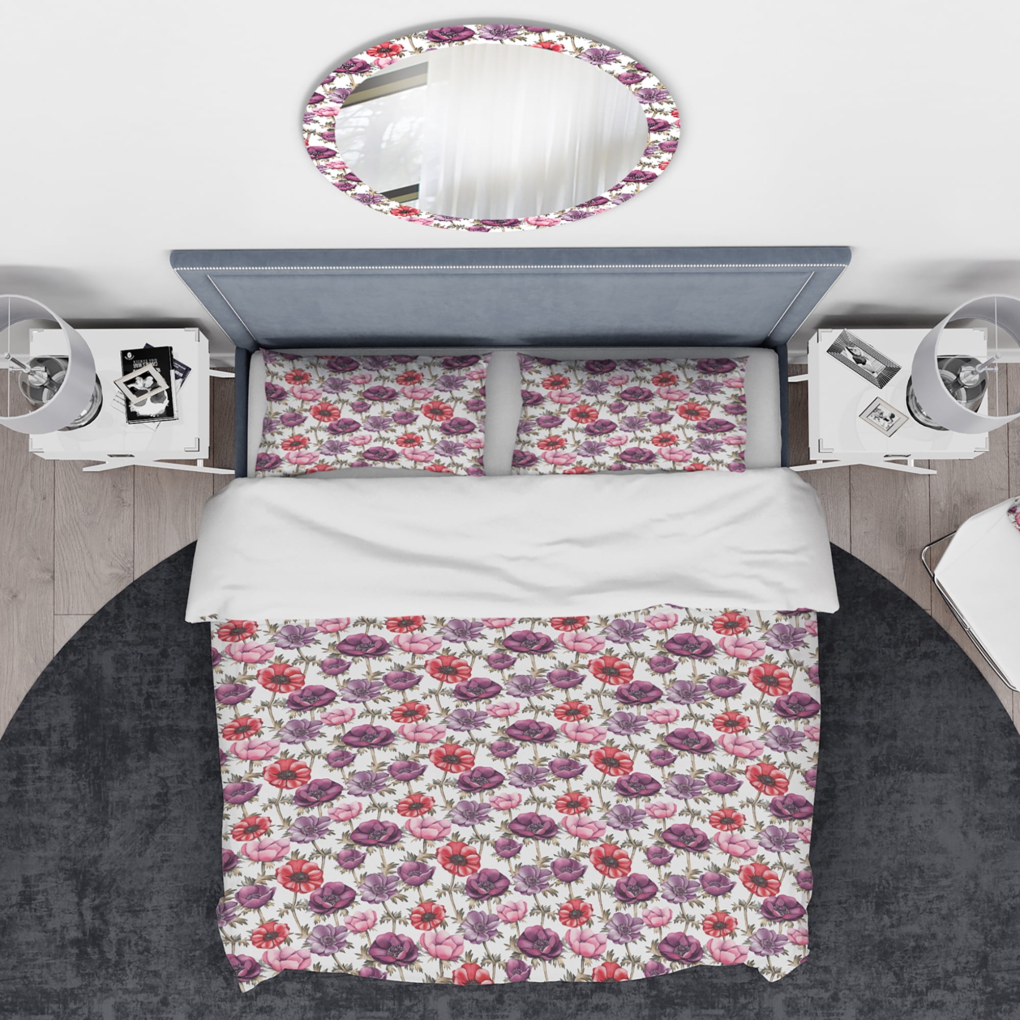 Designart 'Colorful Abstract Floral Pattern' Traditional Duvet Cover Set