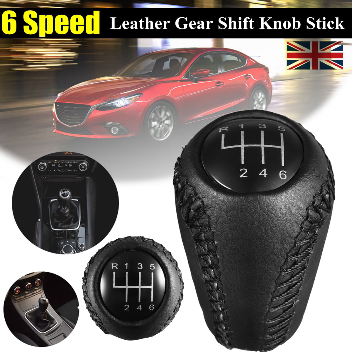 Shift Knob 5/6 Speed Manual Gear Shifter Universal Shift Lever Shift Stick Knob with 3 Adapters Car Accessory 