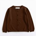 thumbnail image 2 of CAUYDY Western Girls Winter Warm Cardigan Sweater, Long Sleeve Button Knit Back to School Clothing for Kids Brown Sizes 3-4 Years, 2 of 5