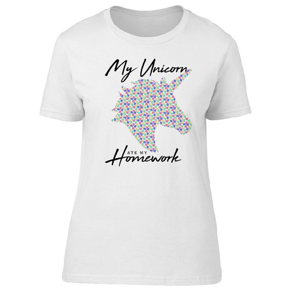 Unicorn Ate My Homework T-Shirt Women -Image by Shutterstock, Female Medium