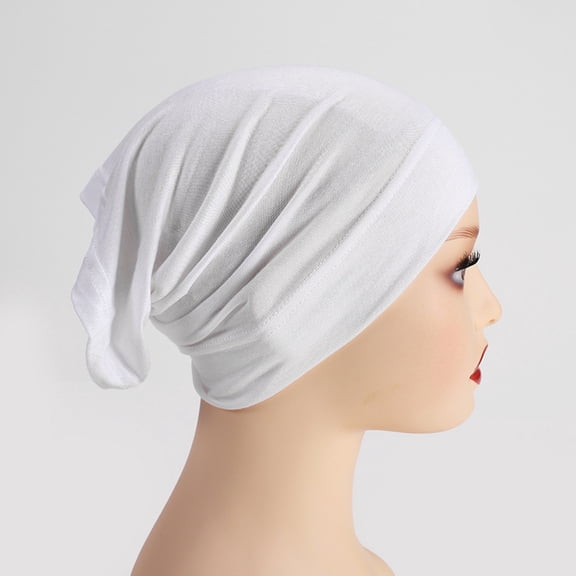 AirLoni Women's Turban Cap Adjustable Soft Headwear Headwraps Slip On Pre Tied Head Scarves Cancer Chemo Hats White,One Size