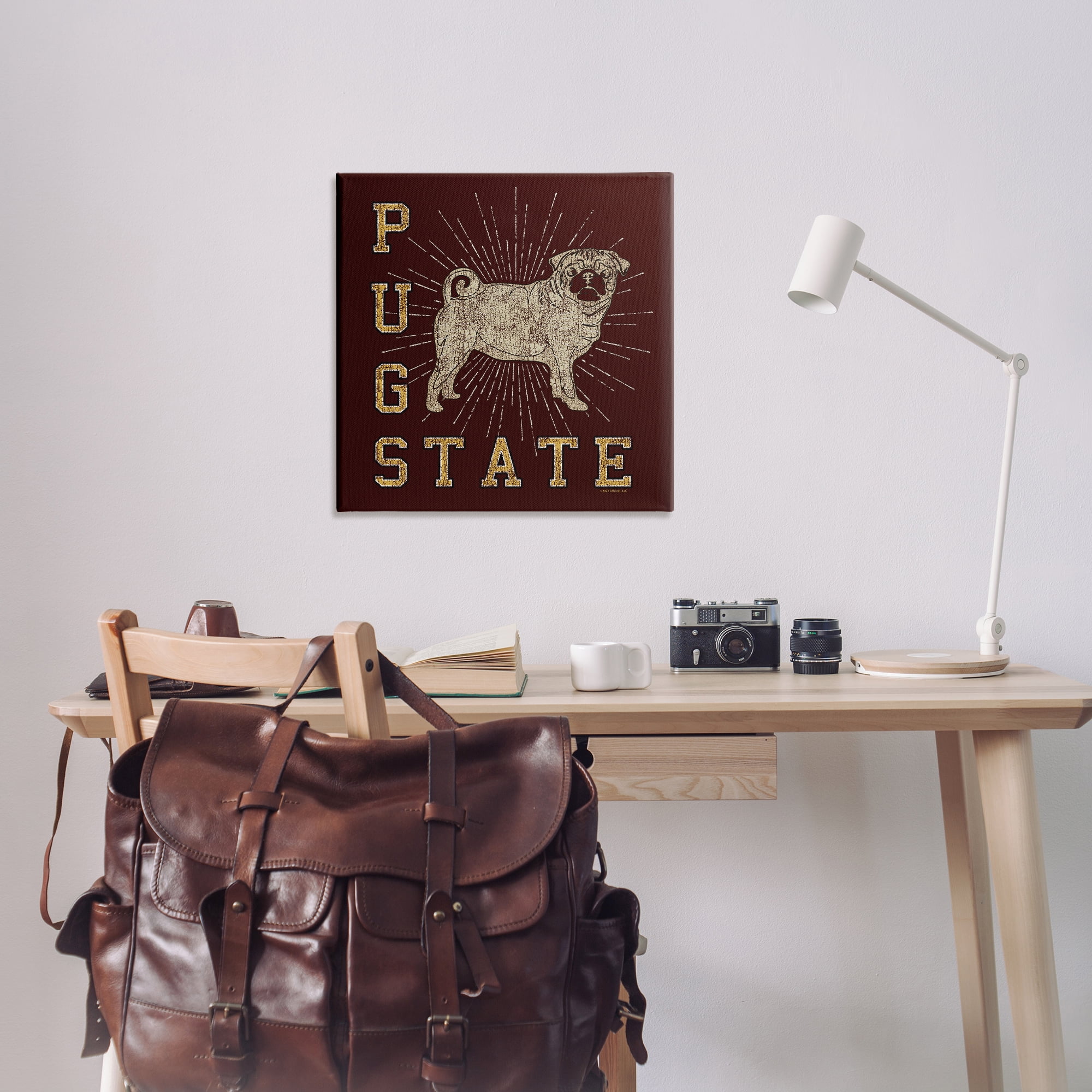 Stupell Industries Varsity Pug State Novelty & Humor Painting Wrapped Canvas Art Print Wall Art, 30 x 30