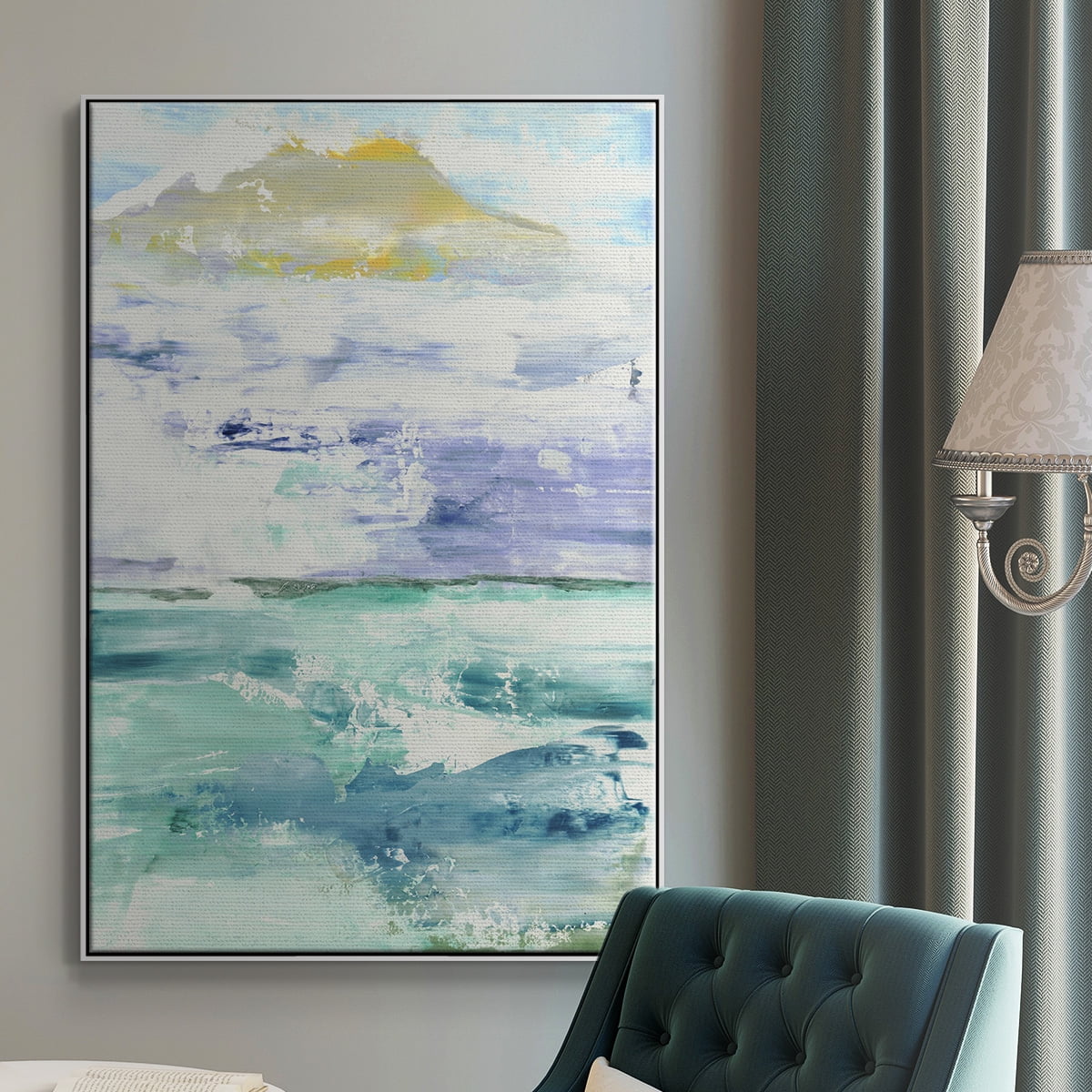Fantasy Seascape Framed Premium Gallery Wrapped Canvas - Ready to Hang - 17 x 25 - White Floating Frame