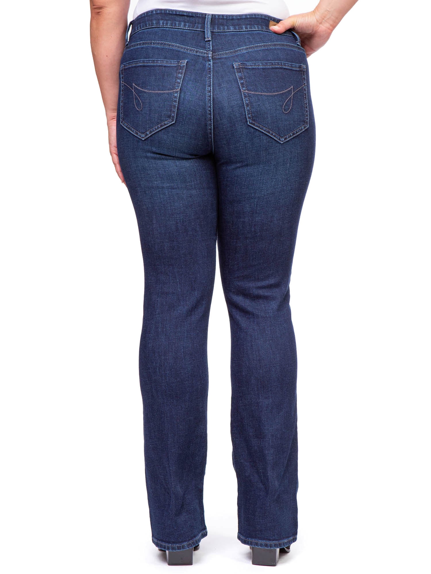 Jordache Women's Mid Rise Curvy Bootcut Jeans, Available in 32" Inseam