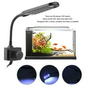28 LED Aquarium Fish Tank Clamp Lamp Light White Blue Color Lighting With Clip