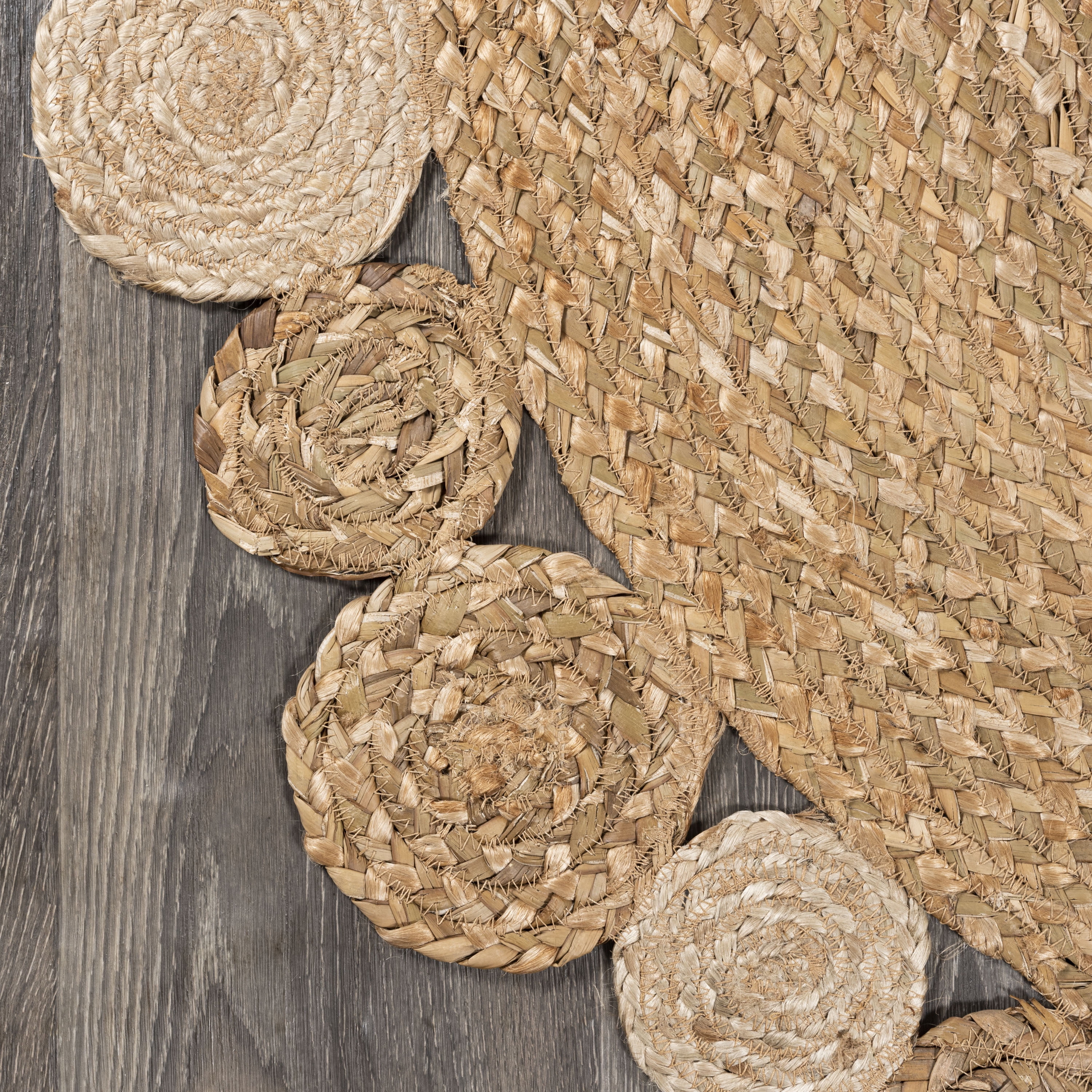 JONATHAN Y ANSA 6' Round Area Rug, Eden Jute Hippie Circle - Natural, RNF102A-6R