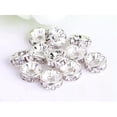 thumbnail image 2 of U8MO 100 Silver Crystal Rhinestone Rondelle Spacers Beads 6mm 8mm 10mm Colour Choice-8mm-Clear, 2 of 2