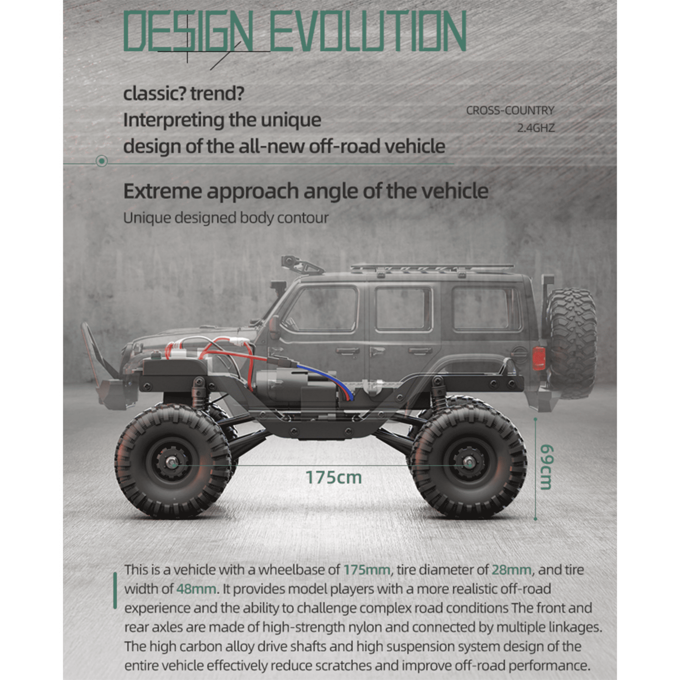 1/16 Scale RC Rock Crawler, 2.4GHz Full Proportional Off-Road Truck with 12 Lighting Effects & Metal Gear Servo, Climbing RC Car for Adults