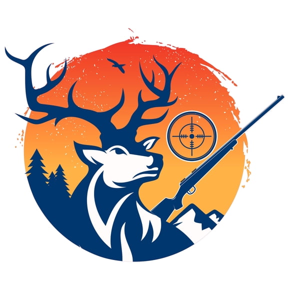 Home Art Vinyl Adhesive Rain Deer Gun Target Scope Design Multi-colored Wall Decal Sticker | 19" x 28" Kids Bedroom Living Room Decor Forest Mountain Trees Hunting Removable Decoration