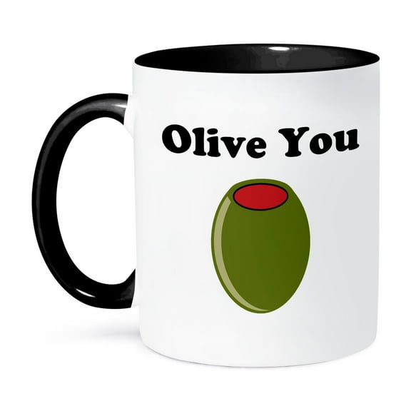 3dRose, Olive you., 11oz Two-Tone Black Mug