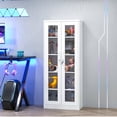 thumbnail image 6 of Fesbos 5-Tier Curio Cabinet with Tempered Glass Doors & 4 Adjustable Shelves, 67"H Tall Metal Display Bookcase with Lock, White, 6 of 10