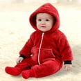 thumbnail image 4 of Mercatoo Baby Boys Girls Thick Fleece Jumpsuit Hooded Fuzzy Long Sleeve Plush Lightweight 𝗥omper Winter Cozy Warm Clothes, 4 of 4
