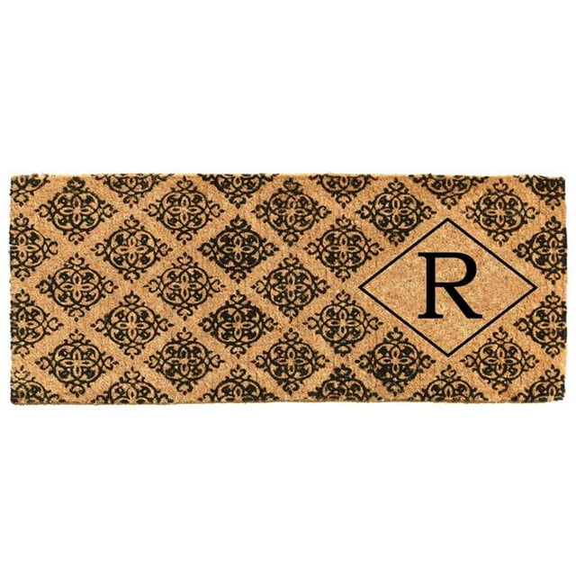 Calloway Mills 103331846R Paillasson Rectangulaire Monogramme Régence 18 x 46 x 1,5 Po, Naturel & Noir - Lettre R