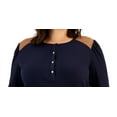 thumbnail image 2 of Tommy Hilfiger Womens Plus Waffle Knit Thermal Henley, 2 of 3