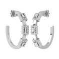 thumbnail image 3 of Araiya Fine Jewelry 10K White Gold Baguette and Round Shaped Lab Grown Diamond Halo C-Hoop Earrings (3/4 cttw, D-F Color, VS1 Clarity), 3 of 8