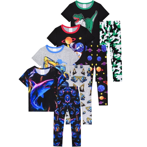 ATAIKU 3-12Y Boys Pajamas Set Sleeves Top and Pants 2 Pieces Summer Pjs Set Kid Shark Sleepwear