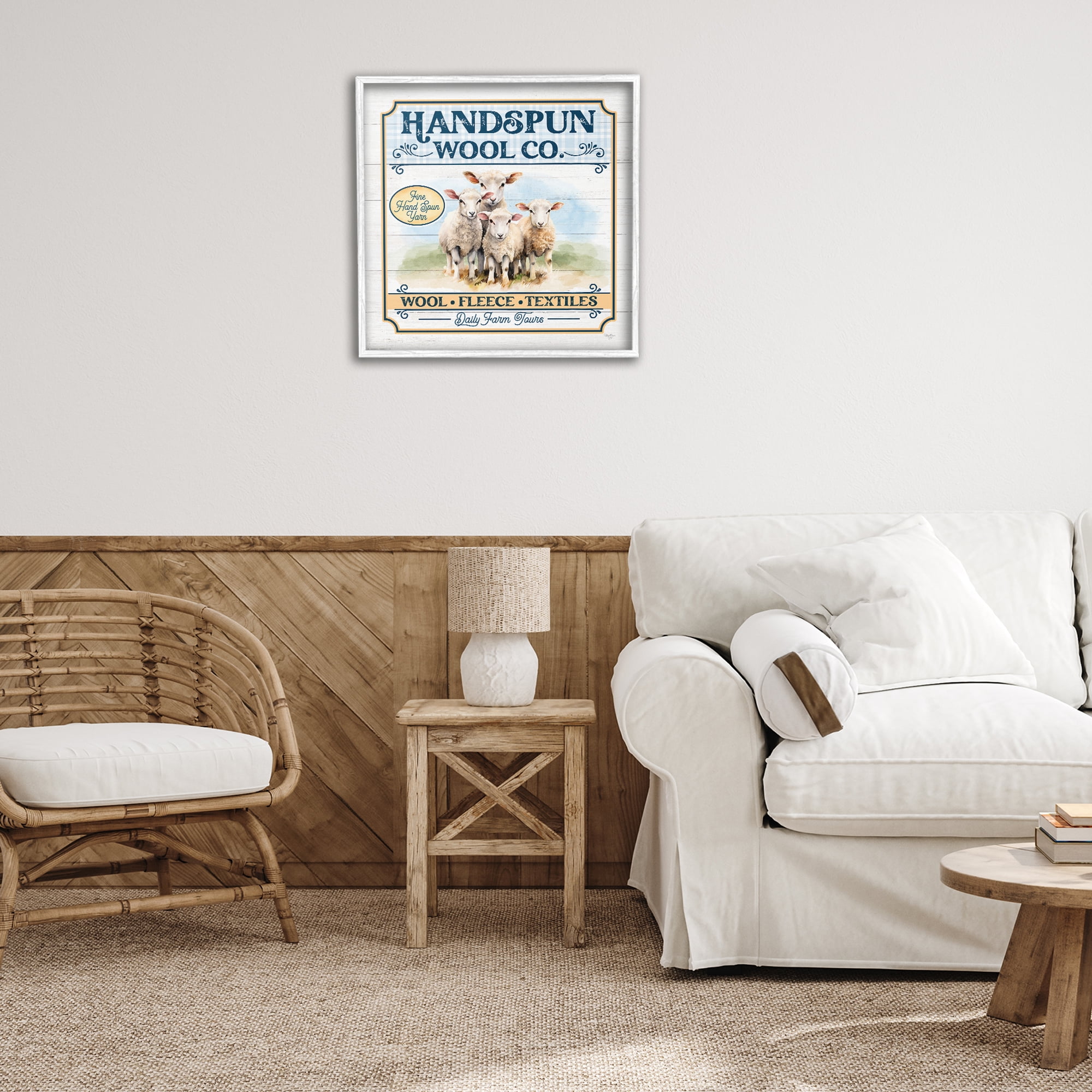 Stupell Industries Handspun Wool Sign Animals & Insects Painting White Framed Art Print Wall Art, 24 x 24