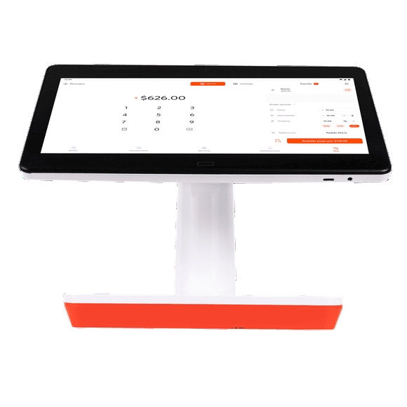 Punto de Venta Clip Stand: Pantalla de 11.6" LED Multi-Touch, Base Giratoria, Wi-Fi, Cámara Principal de 8MP, Color Naranja.
