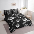 thumbnail image 2 of Castle Fairy Sport Basketball King Bedding 7pcs, Minimalist Ball Pattern King Bed in a Bag, Black White,Black Reversible, 2 of 7