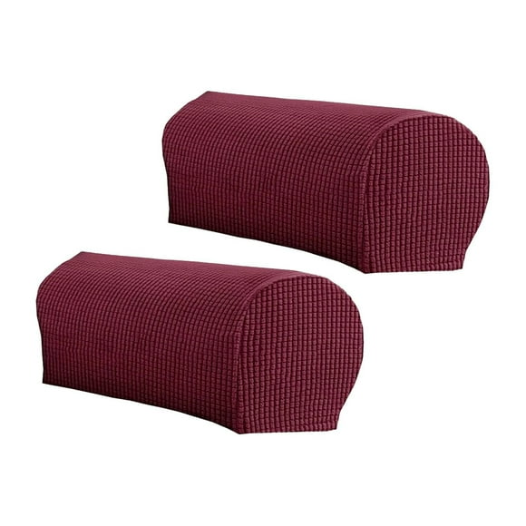 Pair of Sofa Covers Red Clearance, Furenl Soft Stretch Plush Armrest Stretch Armrest for Chairs/Sofas Couch Arm Furniture Protector Armchair Slipcovers for Recliner Set of 2, Wine