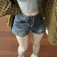 thumbnail image 4 of Y2K Cargo Denim Shorts Womens High Waist Stretchy for Street Style, 4 of 4