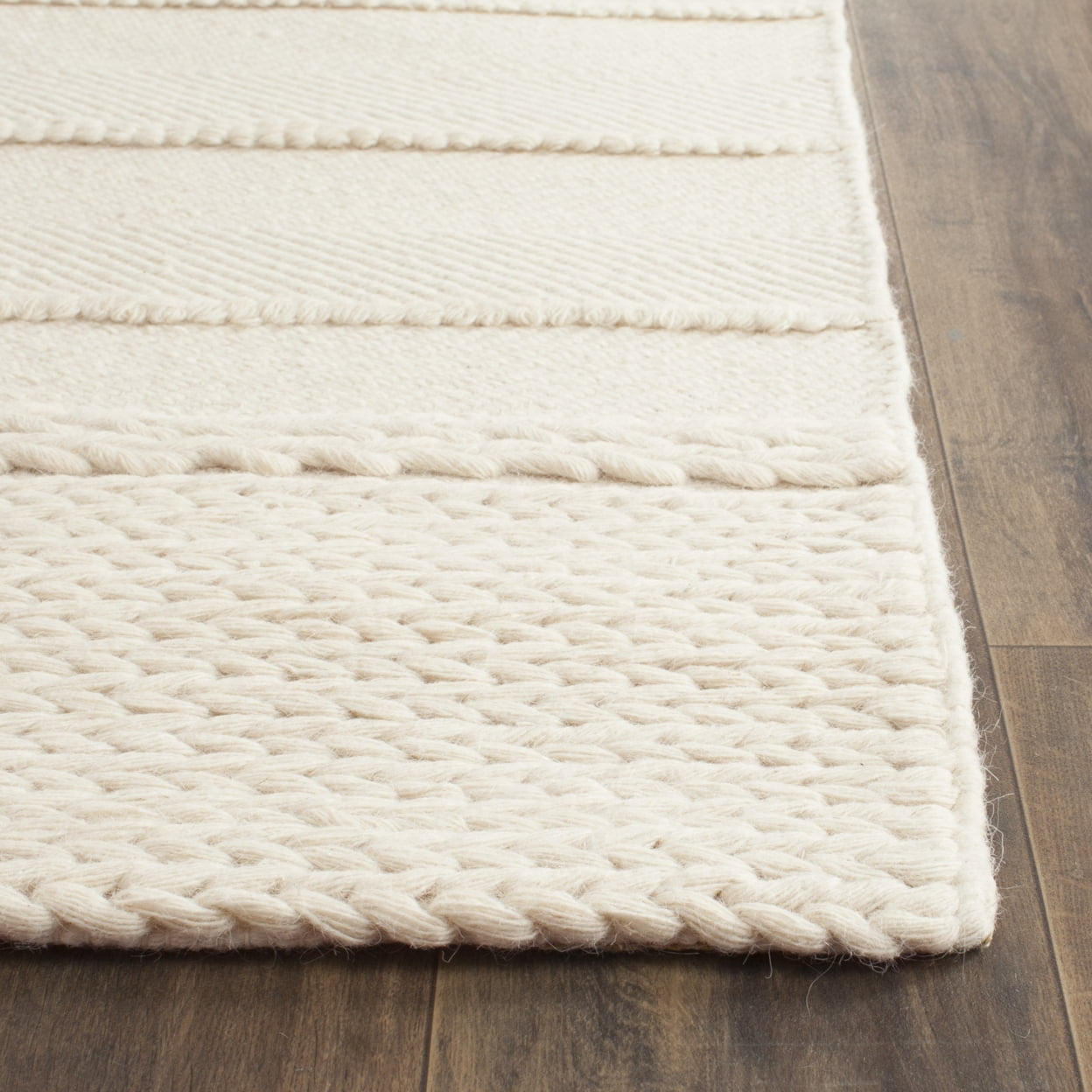 SAFAVIEH Natura Avery Solid Striped Braided Wool Area Rug, Natural, 8' x 10'