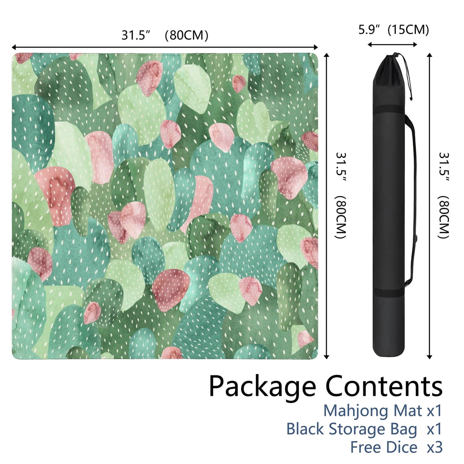 31.5 Inch Botanical Style Game Table Pad Crafted from Premium Rubber Material with Anti-Slip Grip Surface and Noise Dampening Features for Multi-Game Activities