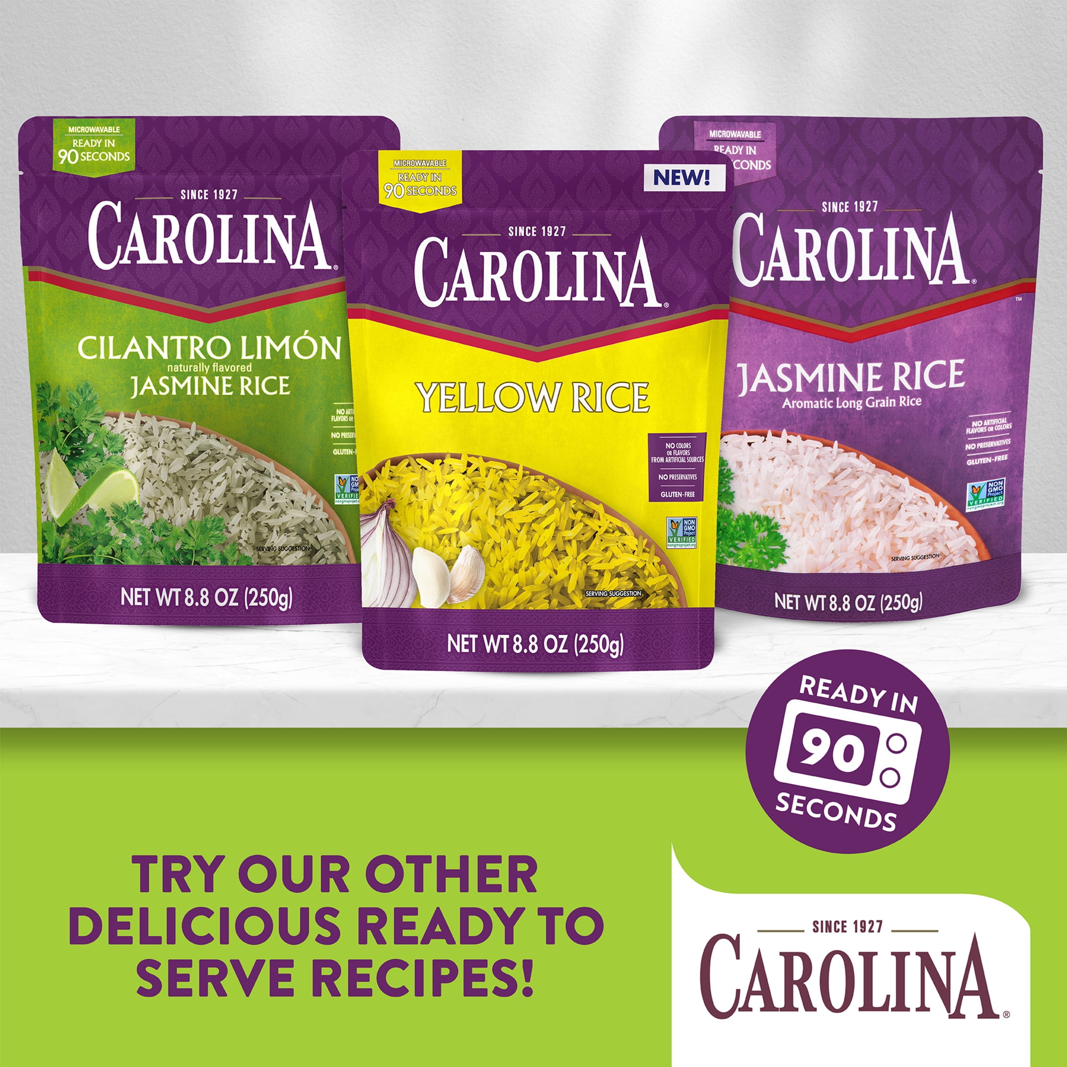 (6 pack) Carolina Ready-to-Eat Cilantro Limón Jasmine Rice, Microwaveable Rice, 8.8 oz Pouch