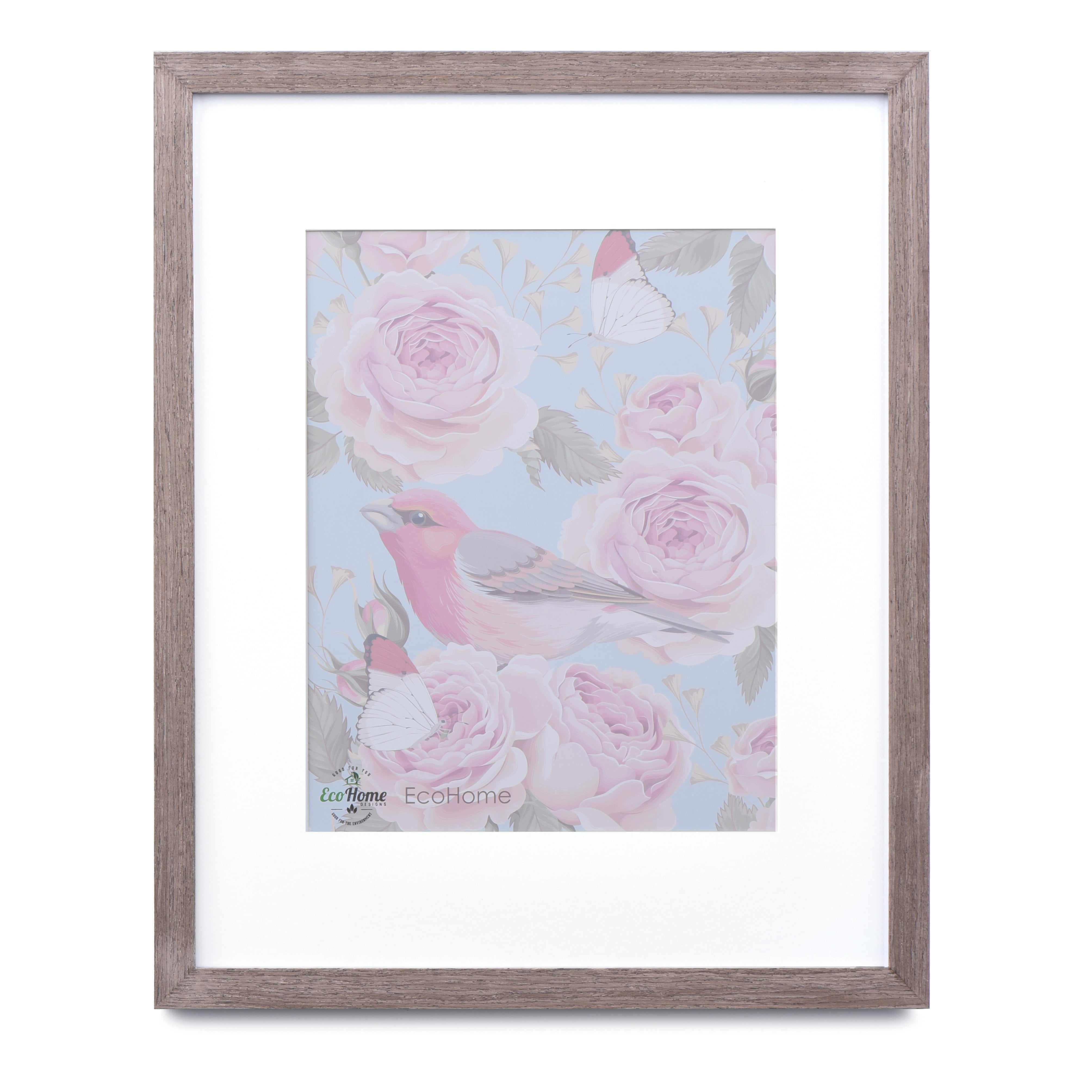 12x16 Picture Frame Matted for 8x12, Barnwood Brown Poster Frame