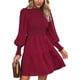 thumbnail image 1 of Mini vestido de mujer vestido corto fruncido de color puro cuello redondo transpirable cómodo para el verano para mujer ANGGREK Otros, 1 of 5