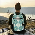 thumbnail image 6 of 36 Can Capacity Insulated Backpack Cooler Lunch Bag for Picnics, Camping Light Teal Argyle, 6 of 7