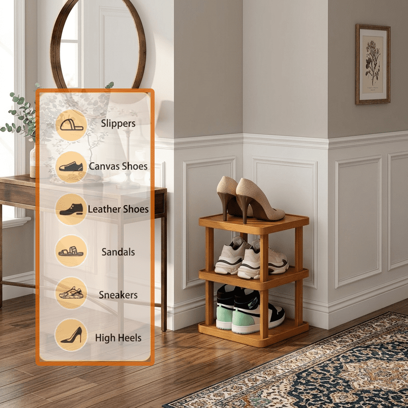 AISWORD 3-Tier Modern Bamboo Shoe Rack,Space-Saving Vertical Shoe Storage Organizer for Entryway,Closet,and Hallway