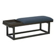 thumbnail image 1 of Linon Nate Wood Navy Upholstered Bench with Removable Storage Tray in Dark Brown, 1 of 11