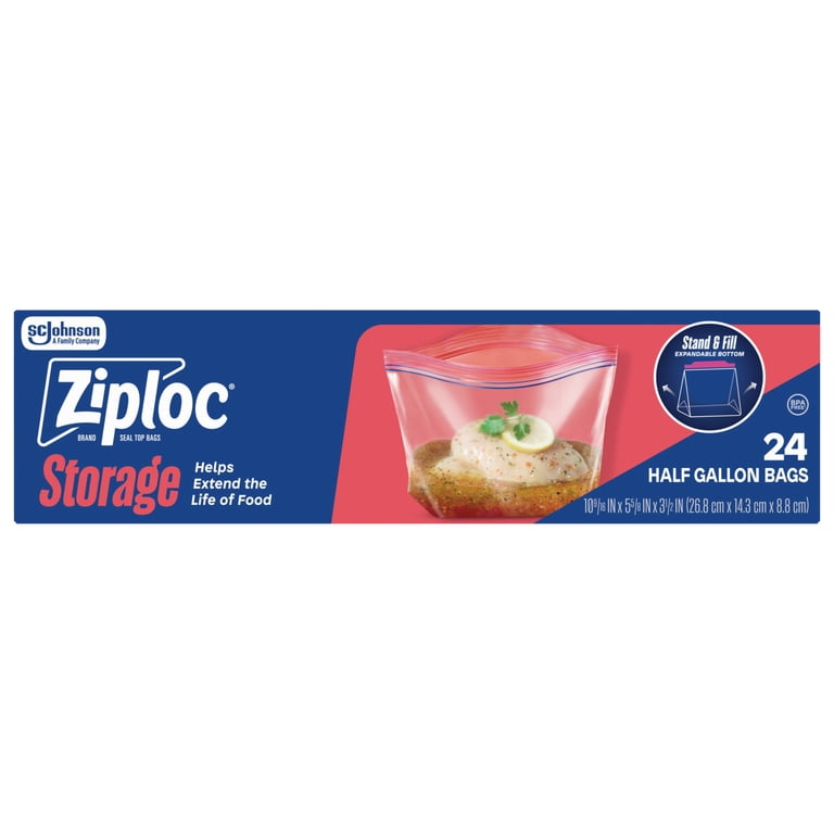 Ziploc All Purpose Marinade Bags 1/2 Gallon, 24 Count Food Storage