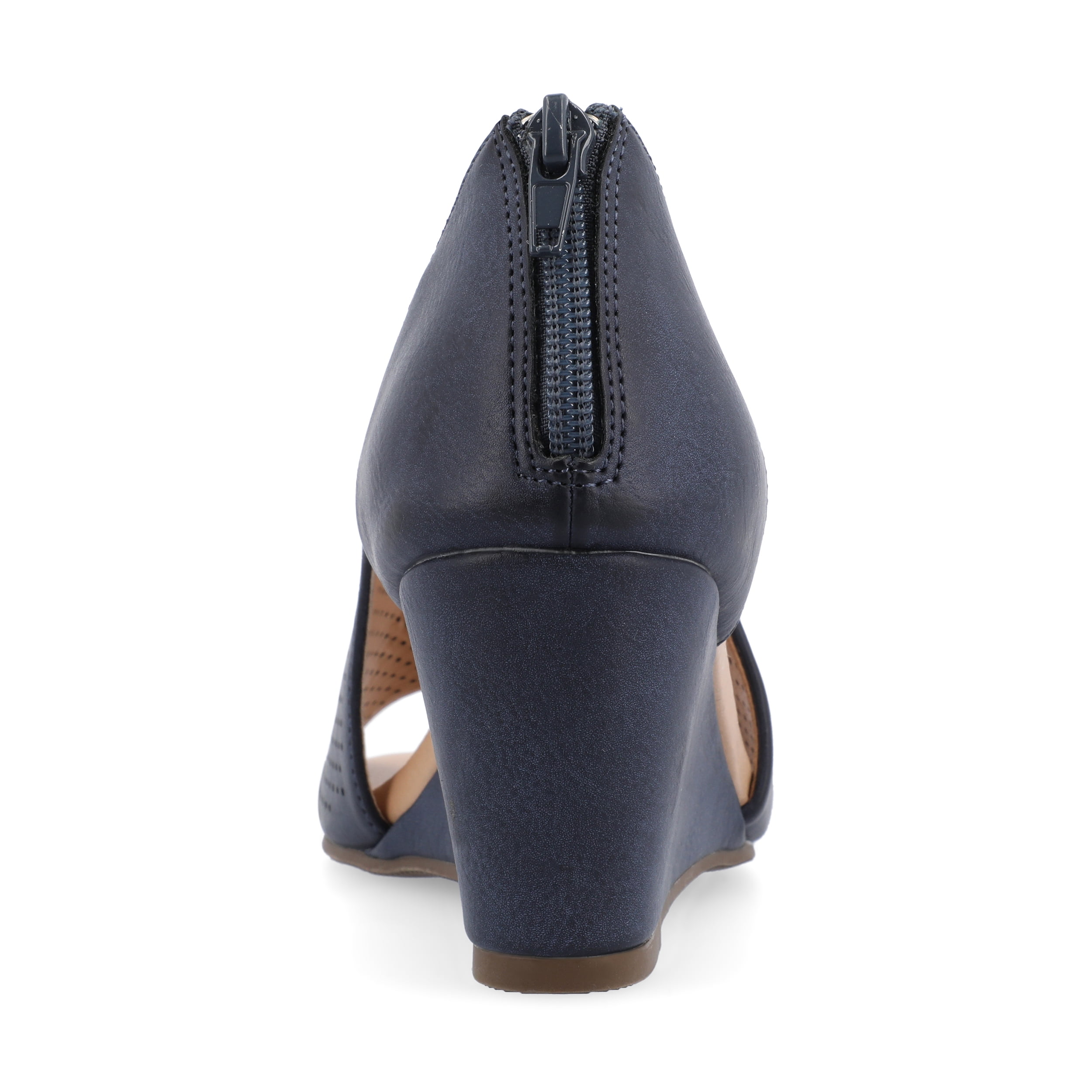 Journee Womens Aretha Back Heel Zip Peep Toe Wedge Sandals, Widths Available