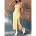 thumbnail image 2 of 2025 Women Floral Print Dress Sleeveless High Slit Bodycon Midi Sundress French Vintage Style for Beach Date Night Office Party, 2 of 10