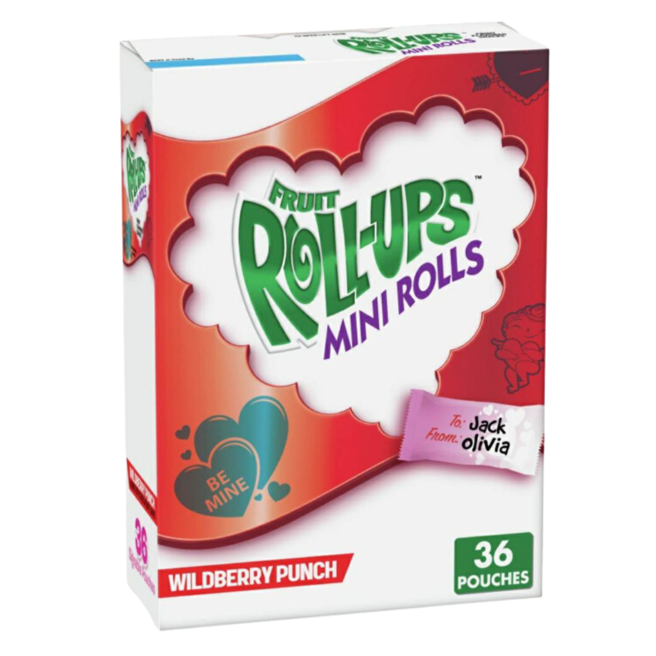 JSC Fruit Rollups Mini Rolls Wild Berry Punch 36 Pouch Valentine Fruit
