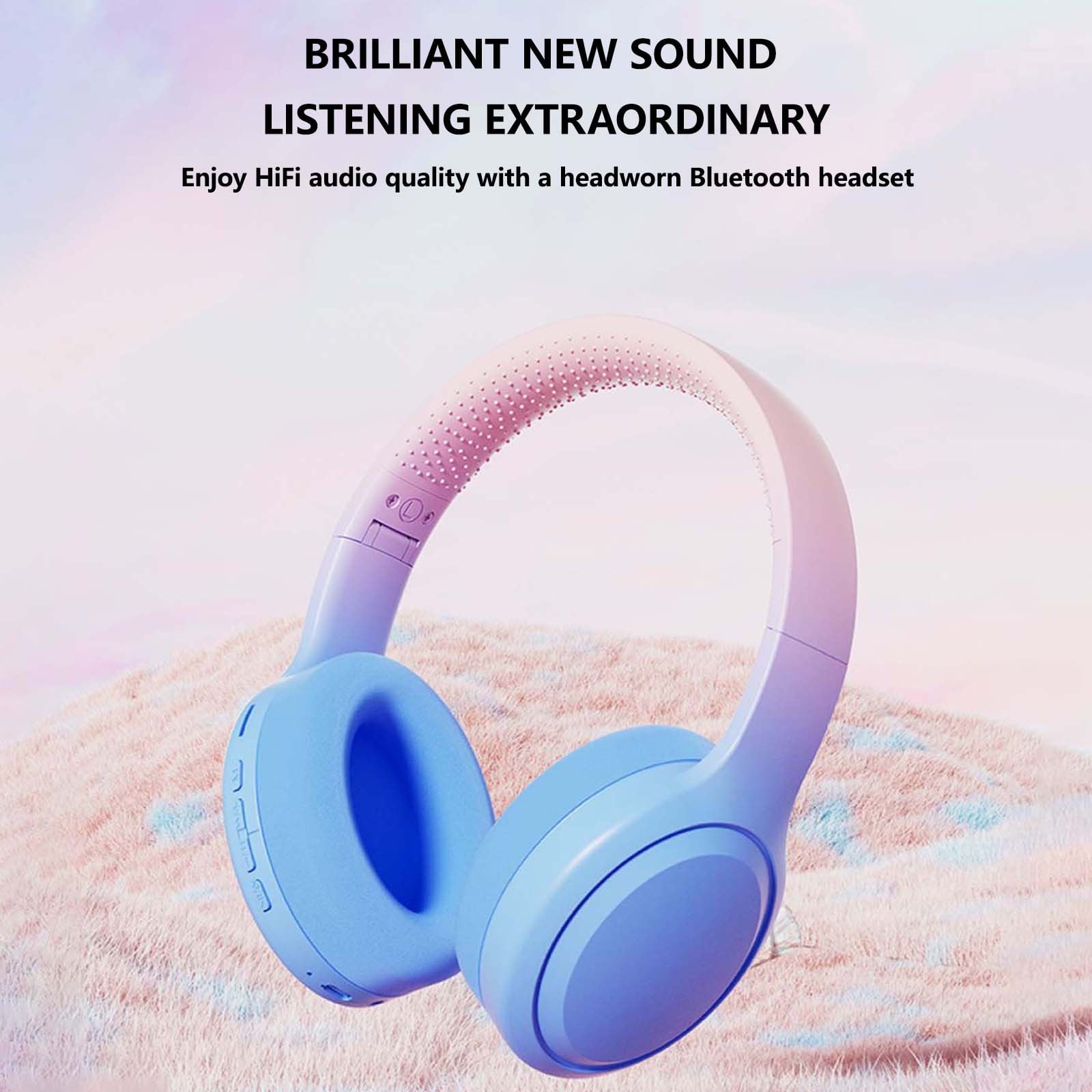 Bluetooth Headphones Over Ear, 80H Playtime Headphones Wireless with Mic, Bluetooth Headphones with 3 EQ Modes, HiFi Stereo Foldable Wireless Headphones for Phone PC Travel Workout,Blue