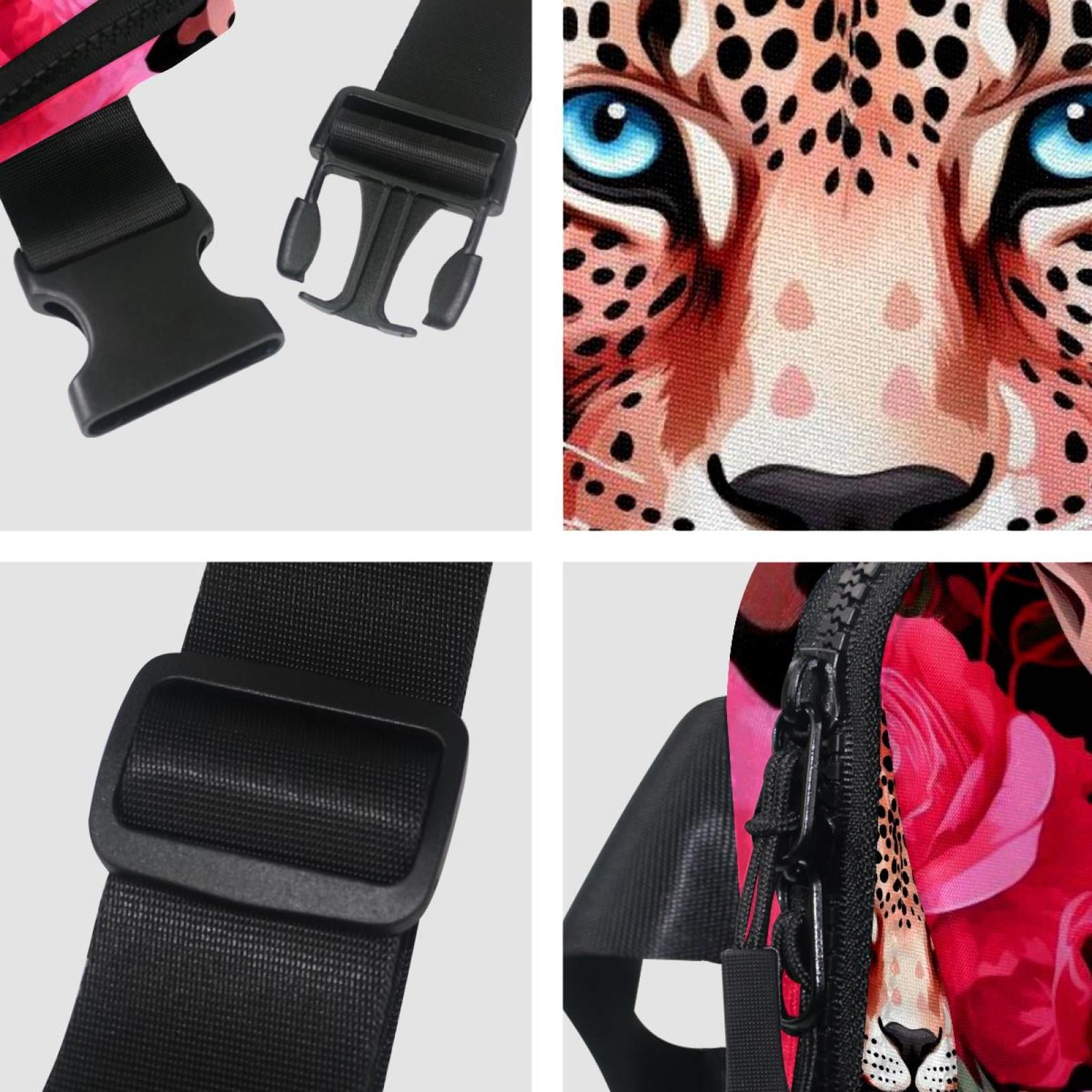 Rose Leopard Running Belt Fanny Pack Belt Bag with Extension Strap Lightweight Adjustable Unisex