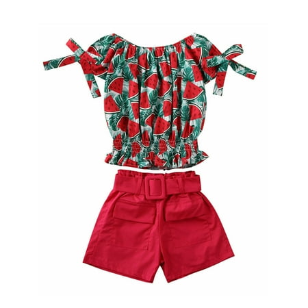 

Toddler Baby Kids Girls Summer Outfits T-shirt Tank Tops Vest Pants Clothes Sets