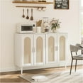 thumbnail image 2 of YUSAZENS Rattan Sideboard Buffet Cabinet with 4 Doors - Storage Console with Power Outlet, Adjustable Shelves for Kitchen Dining Room Living Room, 2 of 6