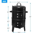 thumbnail image 5 of SOPTY Charcoal Smoker 3-in-1 Outdoor, Portable Charcoal BBQ Grill with Smoker Combo, Built-in Thermometer and Air Vent, 2 Layers Vertical Steel Charcoal Smoker for Outdoor Cooking Camping, Black, 5 of 7