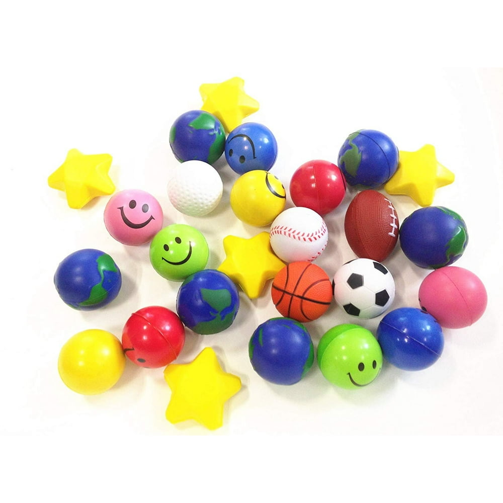 25 Pcs Assorted Color Squeeze Ball Value Bulk Pack of Stress Balls