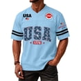 thumbnail image 4 of Evdexr Mens 250 Year American Anniversary Shirts Short Sleeve Crew Neck Independence Day Graphic Tees Red White Blue American Flag Summer Patriotic Shirt Light Blue 3XL, 4 of 5