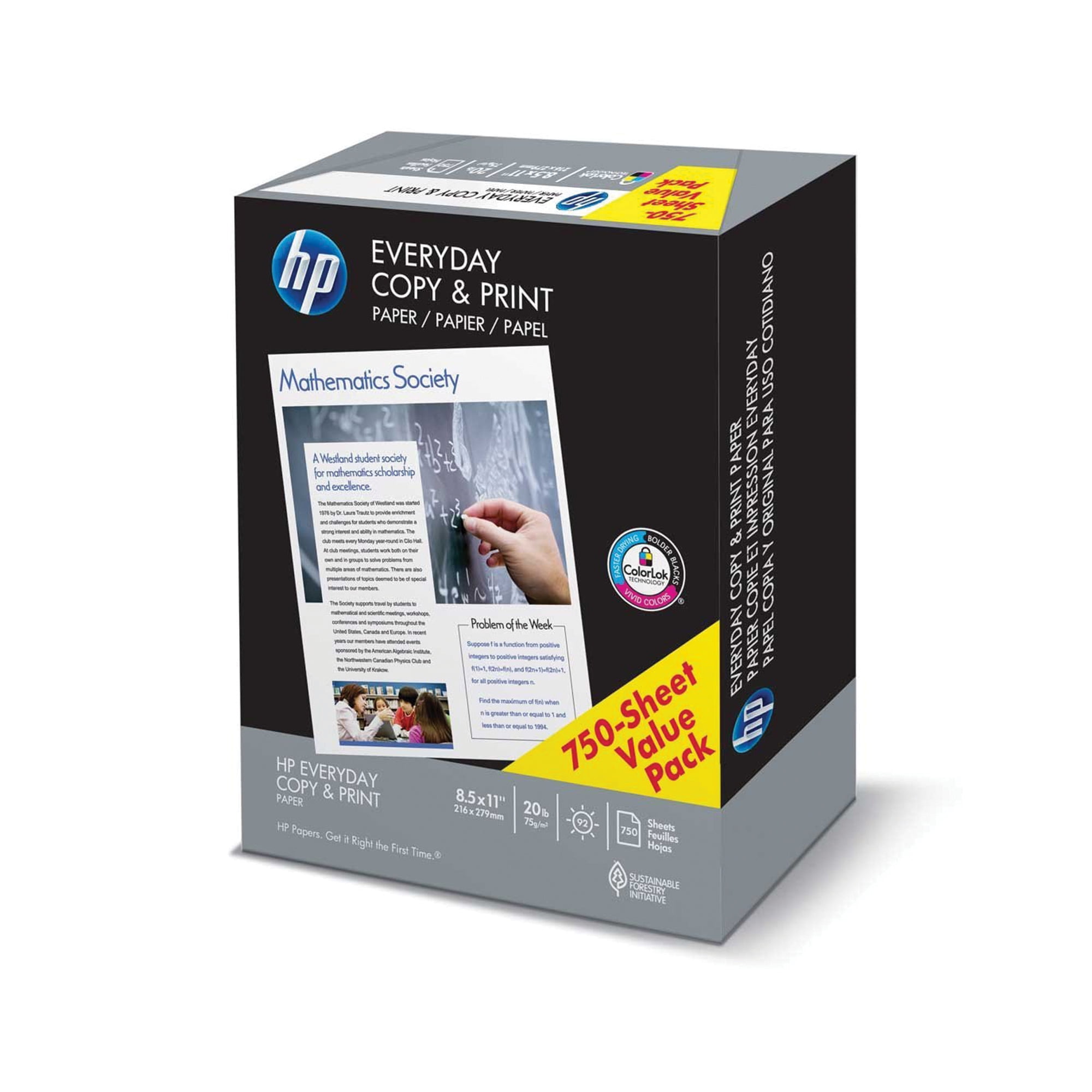 HP, Everyday Copy&Print, 8.5x11In, 20lb, 92Bright,750 Sheets (200030R