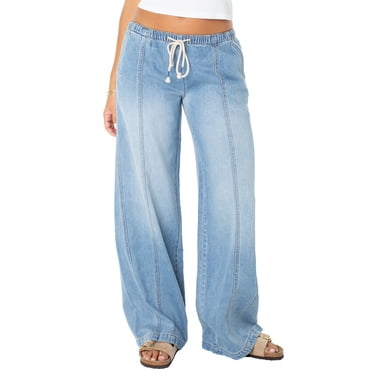 Celebrity Pink Women's and Women's Plus Drapey Wide Leg Jeans, Sizes XS-4X