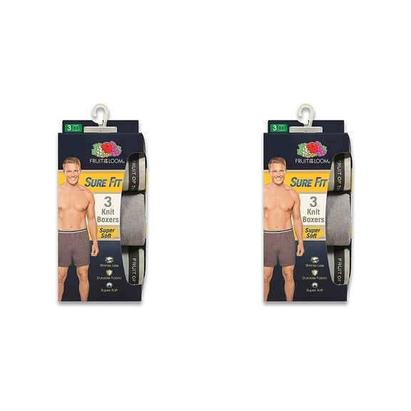 Fruit of the Loom Men's Knit Boxers 6-pack SURE FIT Size 2X 44-46