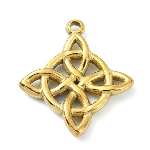 304 Stainless Steel Pendants Knot Charm Golden 34.5x30.5x5mm Hole: 2.6mm